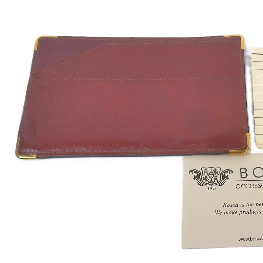 Bosca Handstained Old Leather Pocket Memo Pad Holder & Note Case